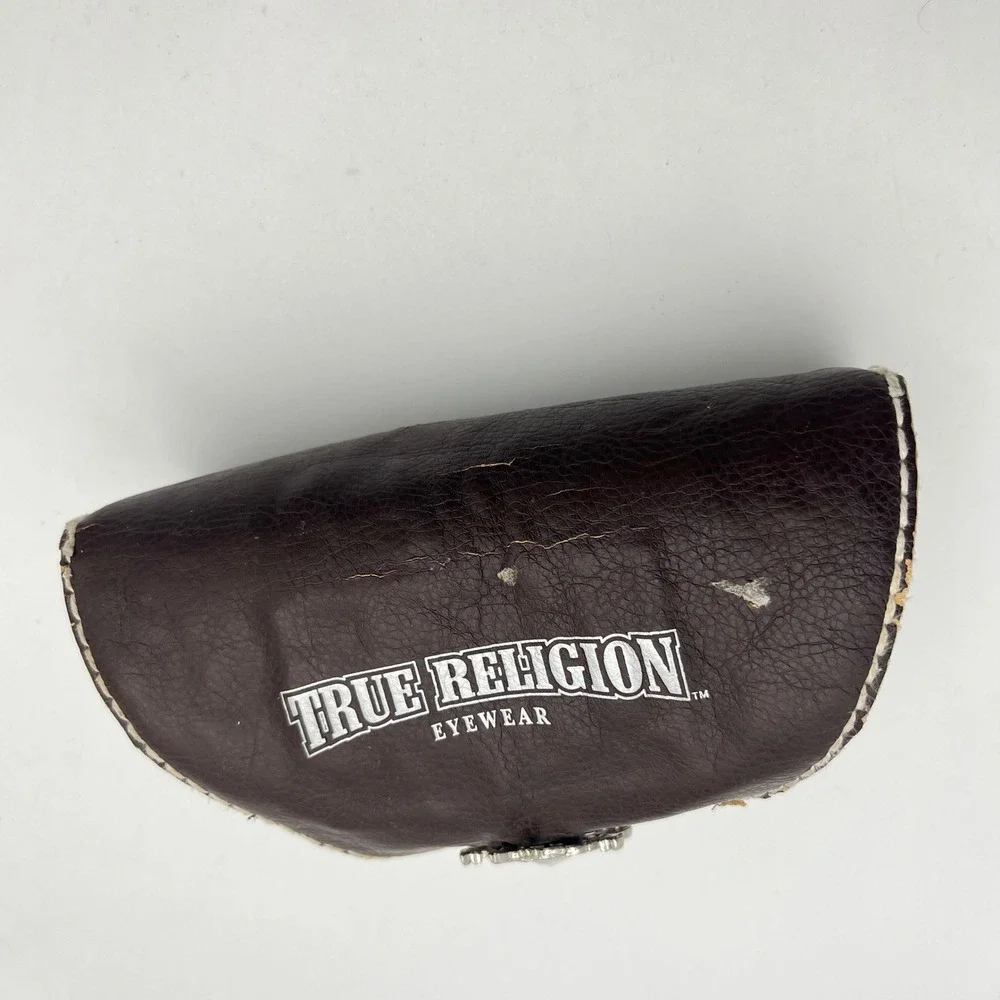 True Religion Eyewear‎ Sunglasses Case Brown Embellished Logo Designer
